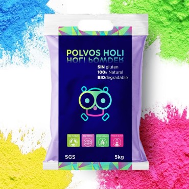 Sacos Polvos Holi morados 5 kg