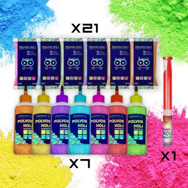 Pack Polvos Holi Amigos 7 personas