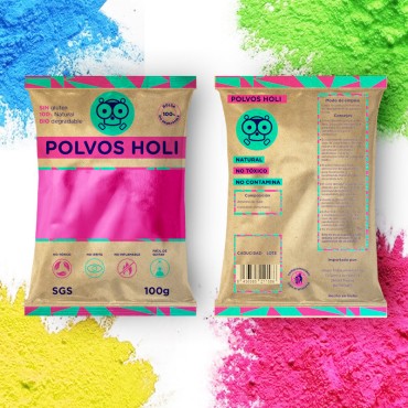 Bolsas de polvo holi biodegradable rosa