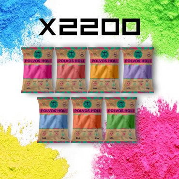 Pack Fiesta Holi 2200 Sobres de 75 gr - 800 Personas