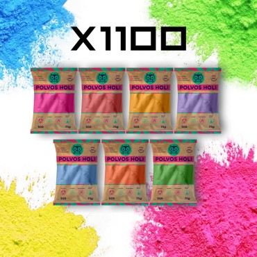 Pack Fiesta Holi 1100 sobres de 75 gr - 400 personas