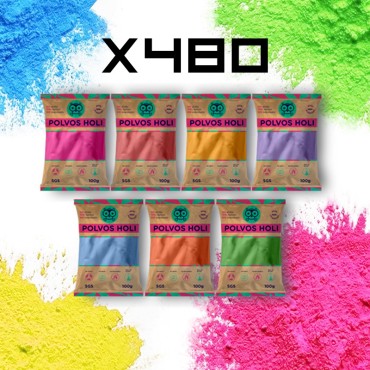 Pack 480 Sobres de Polvos Holi 100 gramos