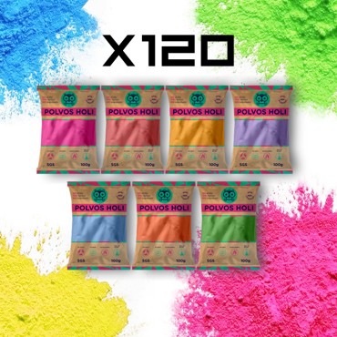 Pack 120 Sobres de Polvos Holi 100 gramos